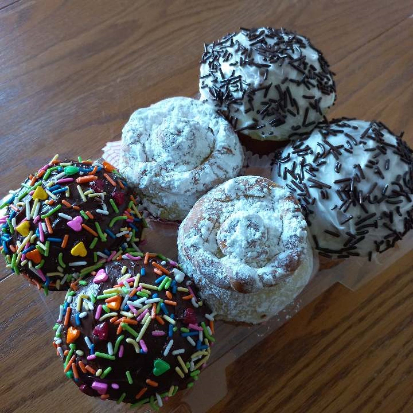 Buns with different fillings (with decorations)