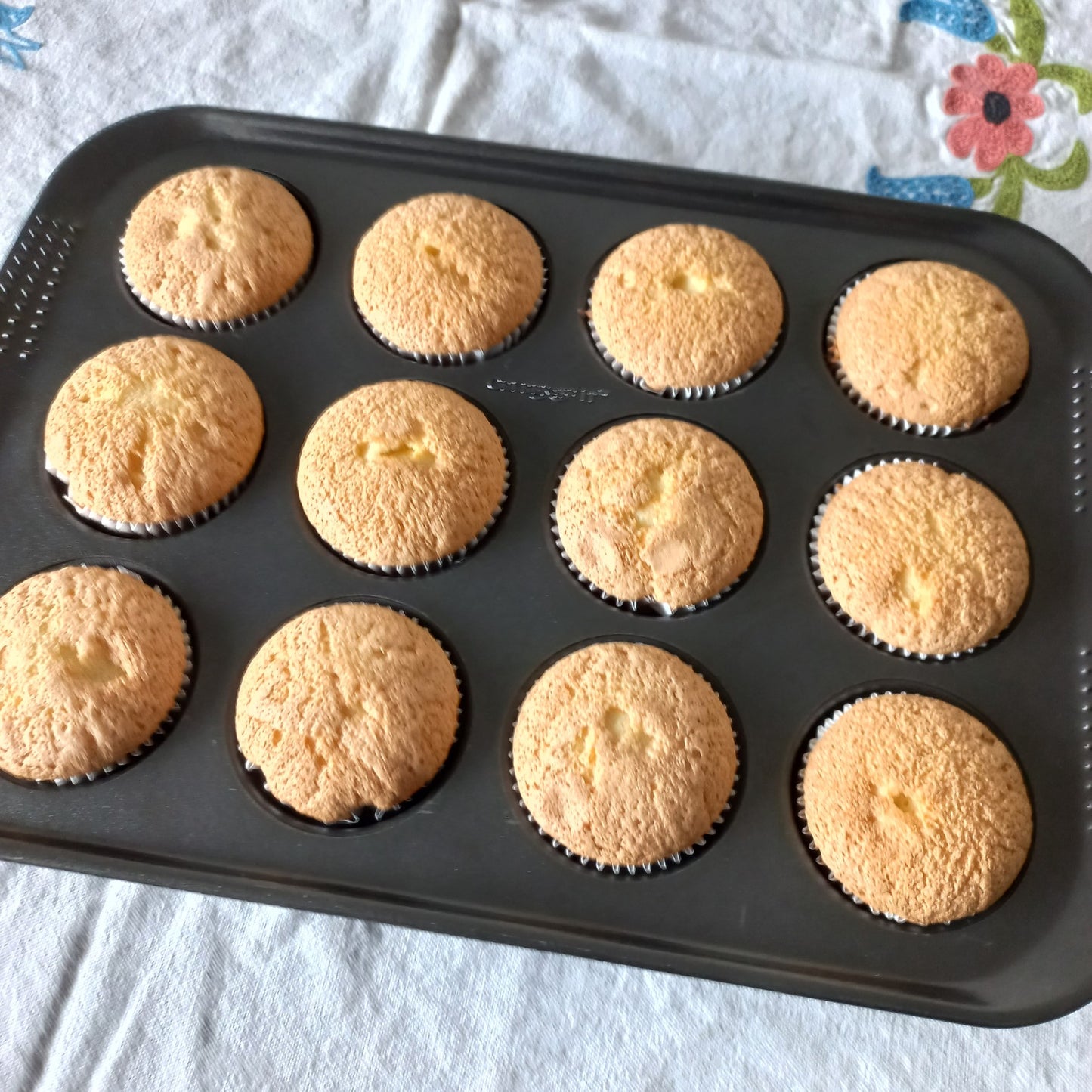 Biscuit cupcakes with various fruits or chocolate